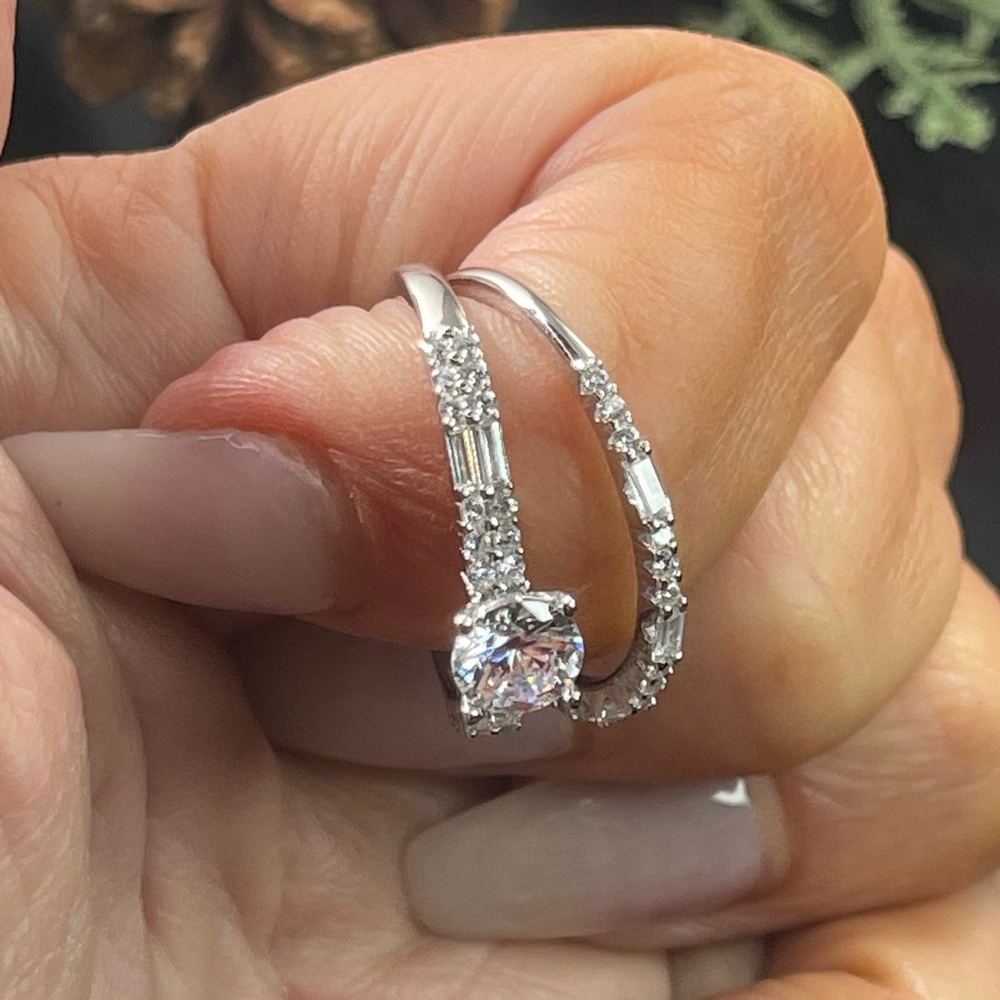 Size 9 Sterling Silver Wedding Stack Set Engageme… - image 5